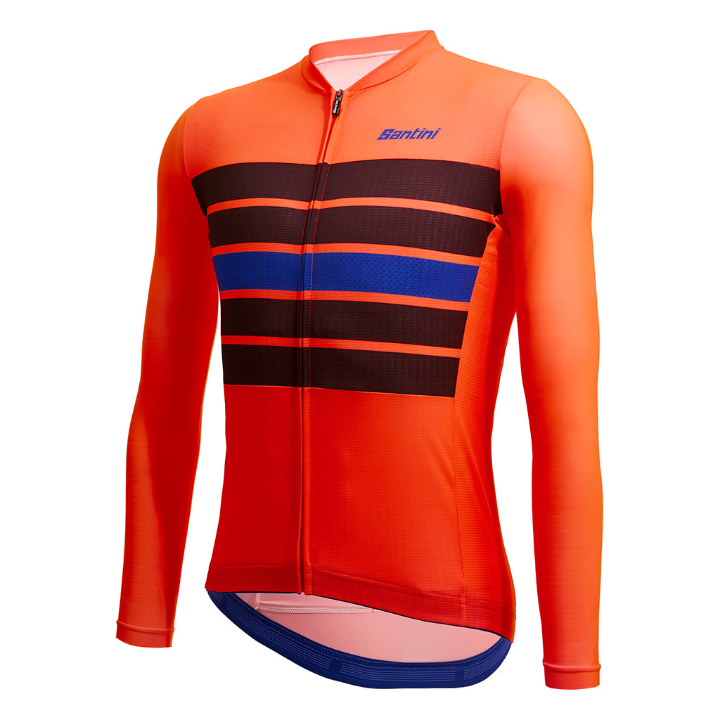 Close-up of recycled fabric on Santini Eco Sleek Bengal Long Sleeve Jersey Orange