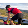 Santini race-fit cycling jersey in red with low-profile collar and raw cuffs