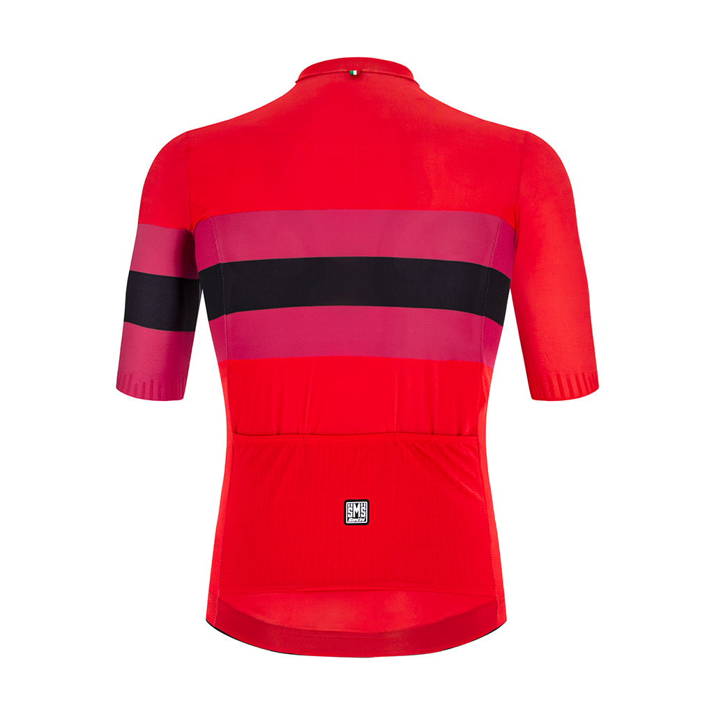 Back of Santini Eco Sleek Bengal cycling jersey with triple rear pockets

