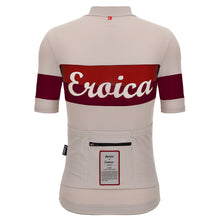 Back of Santini Eroica Quiete Unisex Jersey Cappuccino showing Eroica logo and triple pocket