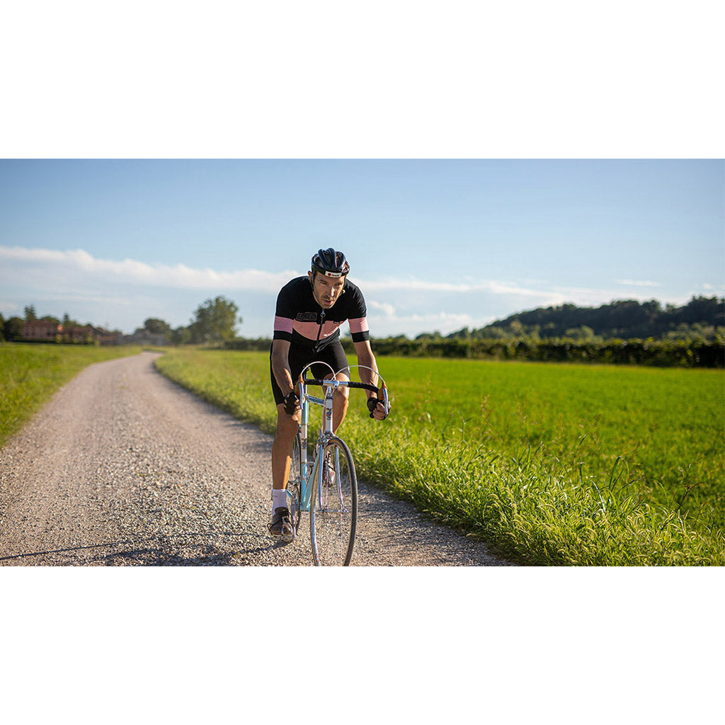 Eroica-approved Santini Gazza Wool Jersey Black made with modern merino wool