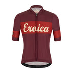 Santini wool cycling jersey Eroica Ruby Bordeaux with merino blend and retro design