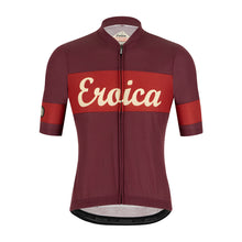 Santini wool cycling jersey Eroica Ruby Bordeaux with merino blend and retro design