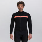 Santini thermal cycling jersey layered with base and outerwear