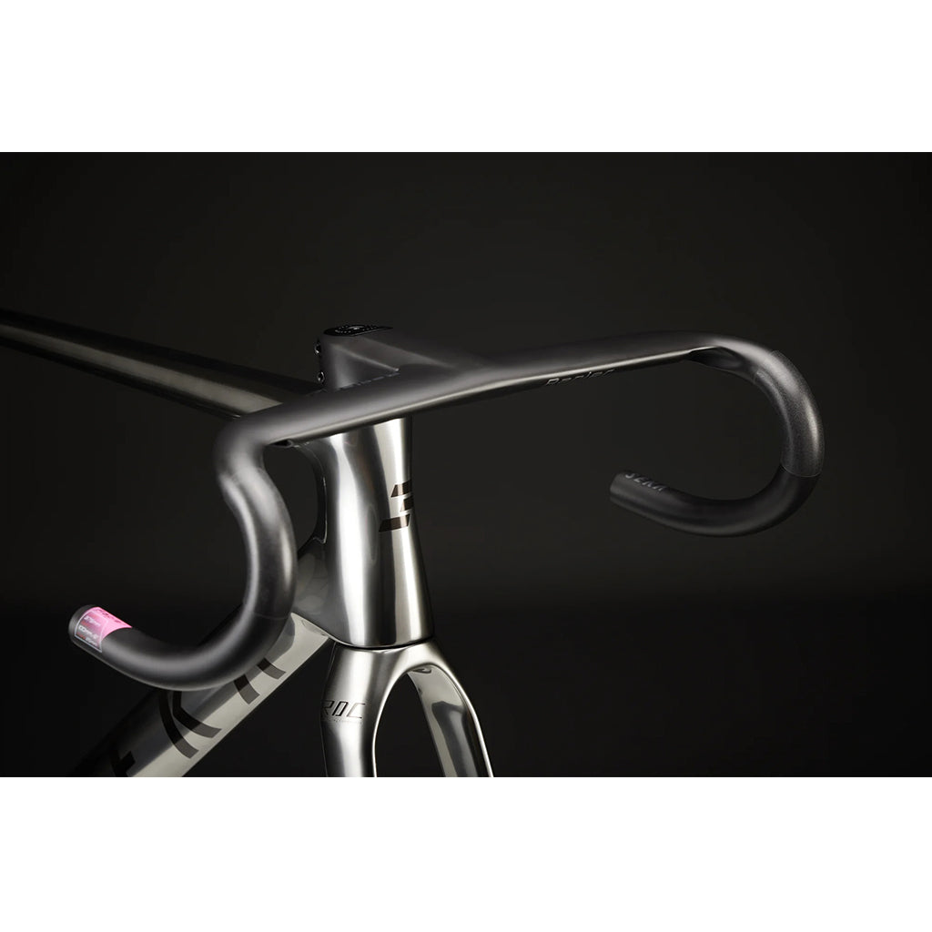 Front-side view of the SEKA Rapier integrated handlebar installed on a road bike.