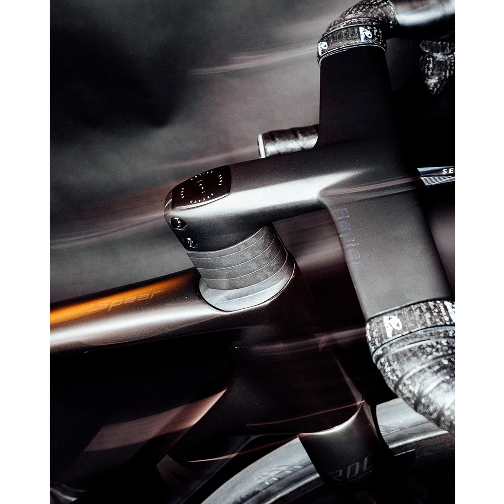 Close-up of the SEKA Rapier integrated stem and headset area on a road bike.