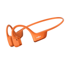 Shokz OpenRun Pro 2 orange bone conduction headphones on white background, front view.