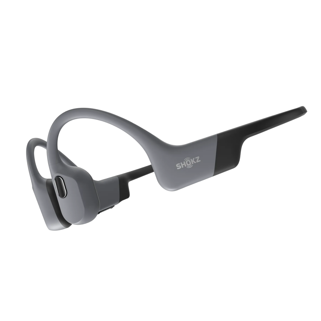 Shokz OpenSwim Pro grey waterproof headphones close-up detail