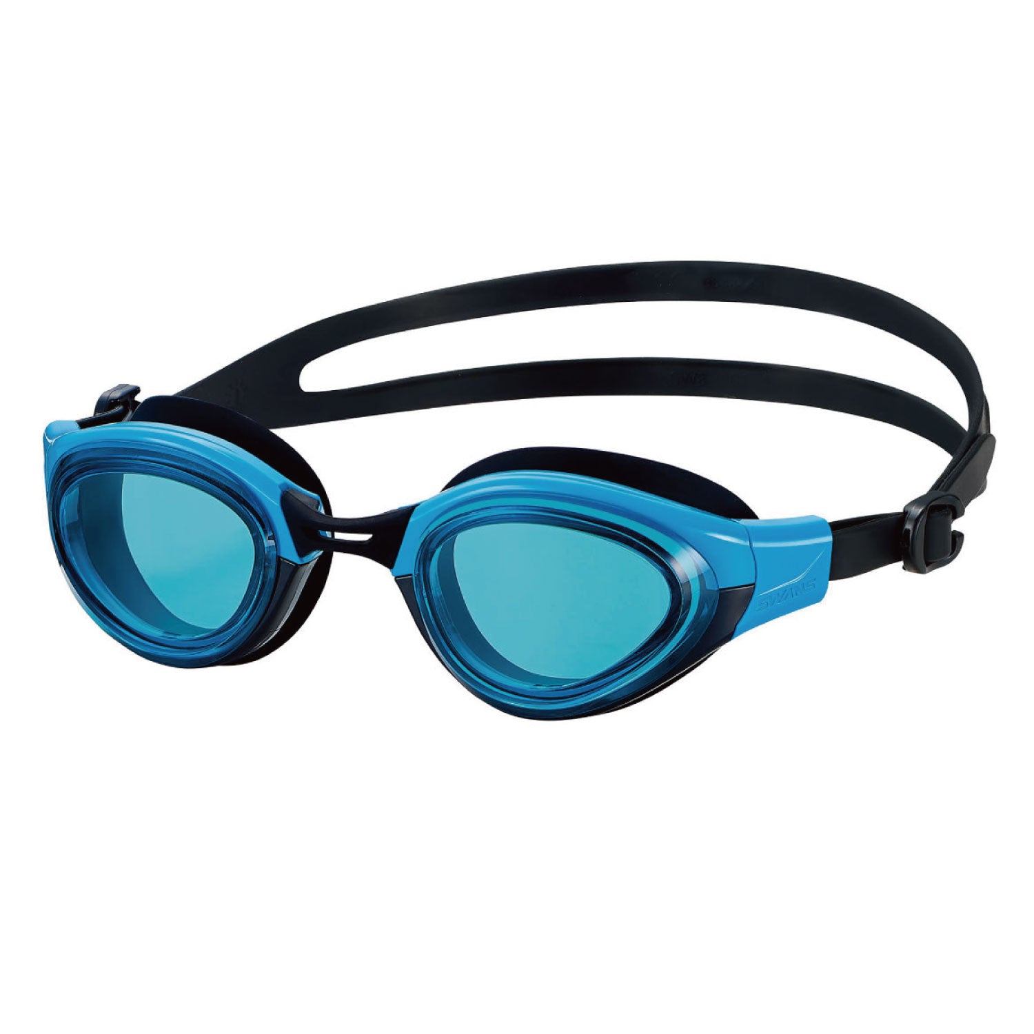 Swans SLG-100N Sky Blue swimming goggles with silicone cushion and strap.