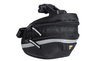 Expandable bike saddle bag with wrap-around zipper and reflective strip