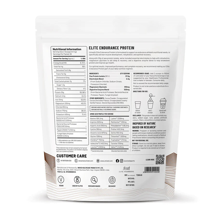 Shop Unived Elite Endurance Protein Cocoa Choco 30 serving Online in India | United By Cycling