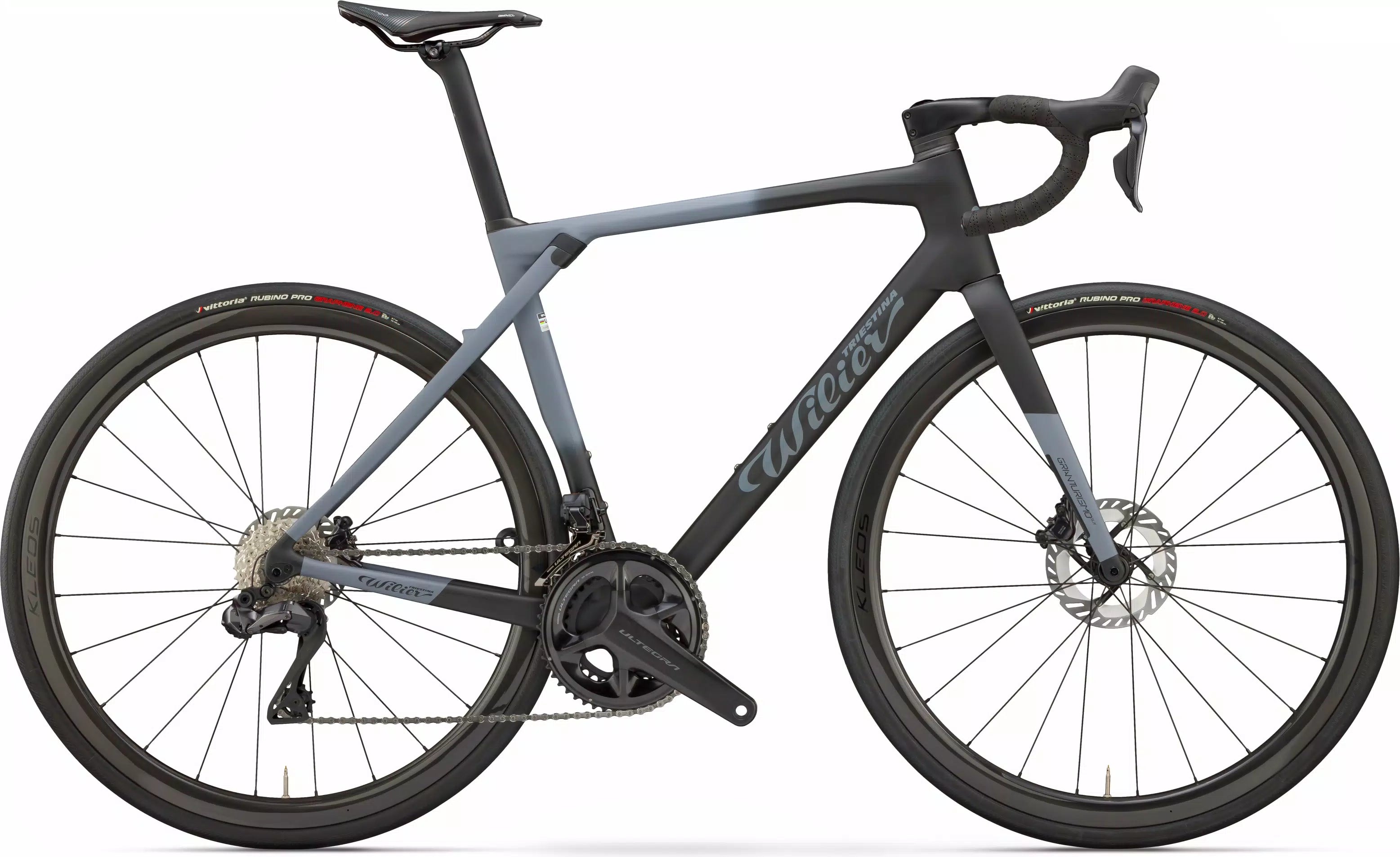 Wilier Granturismo SLR frameset  sleek endurance geometry in matte grey and black tones for road cycling enthusiasts.