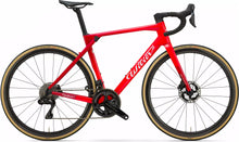Red Wilier Granturismo SLR carbon aero road bike with black rims, showcasing its sleek design and performance features.