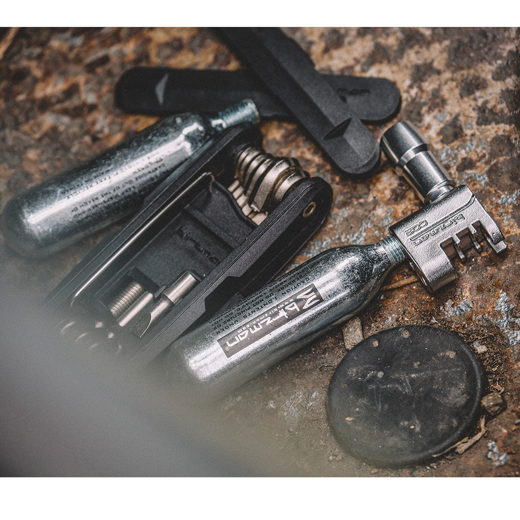 Close-up of the Birzman Diversity 17 Functions, showing its chrome-vanadium tools for bike repair.