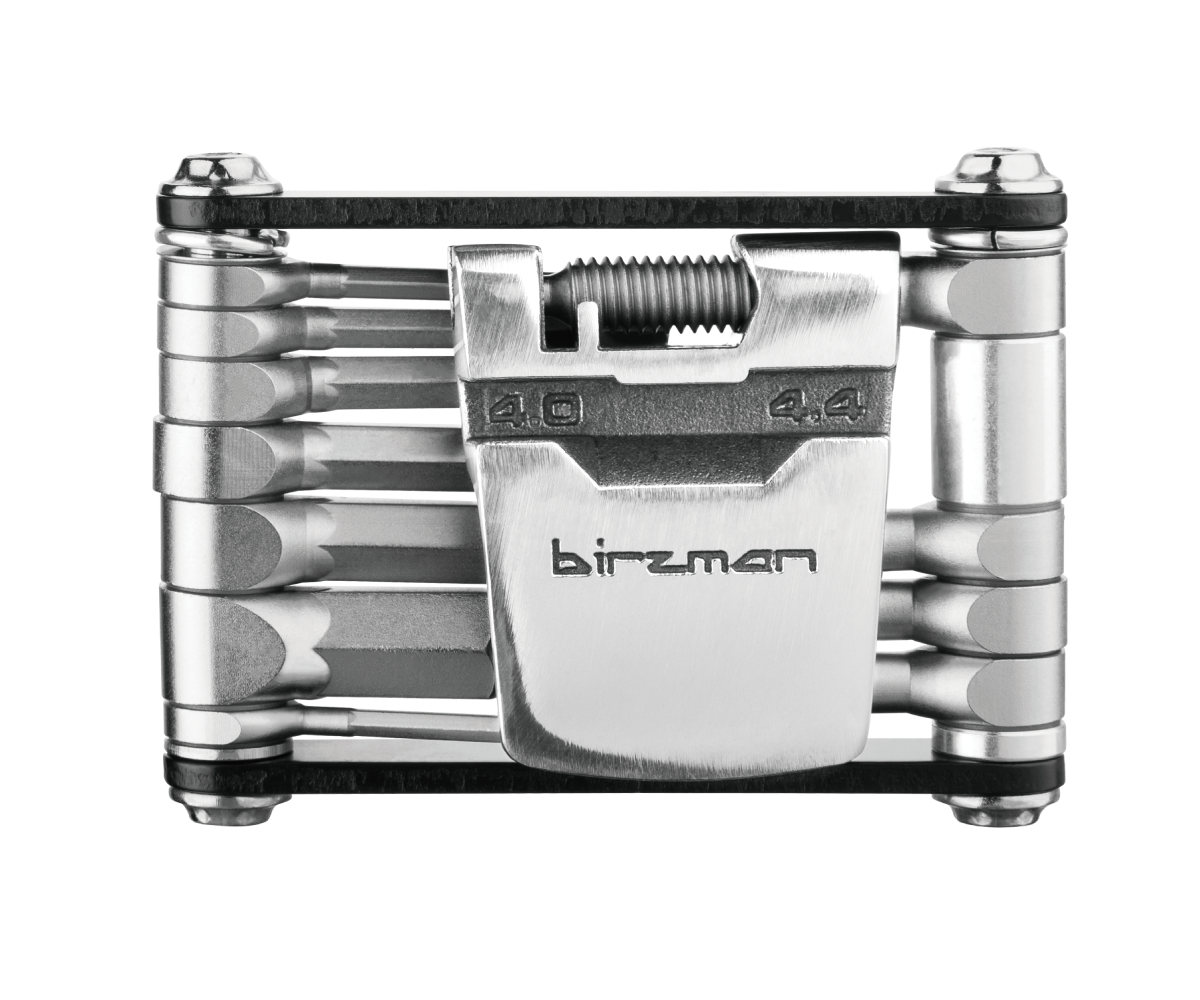 The Birzman Feexman E-Version 15, a comprehensive cycling multi-tool with a chain tool and spoke wrenches.