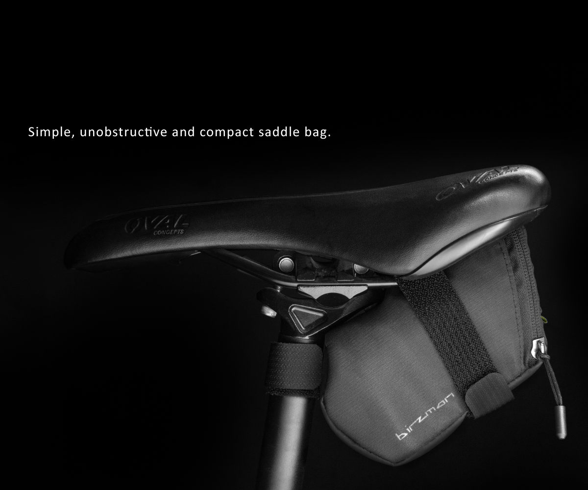 Birzman Roadster E, a saddle bag made with waterproof fabric at the bottom to protect contents.