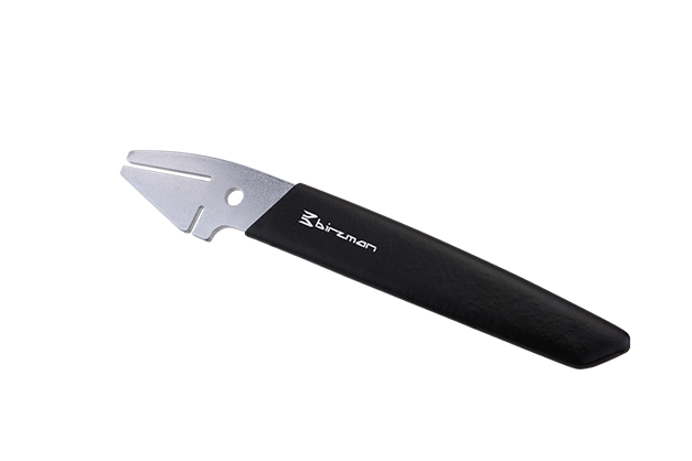 Birzman Rotor Truing Fork, a bike tool with two laser-cut slots for different leverage ratios.

