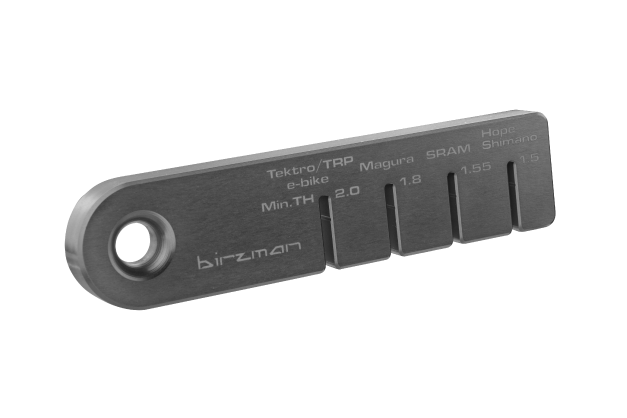 Birzman Rotor Wear Indicator, a tool for checking the minimum thickness of a bike's brake rotor.

