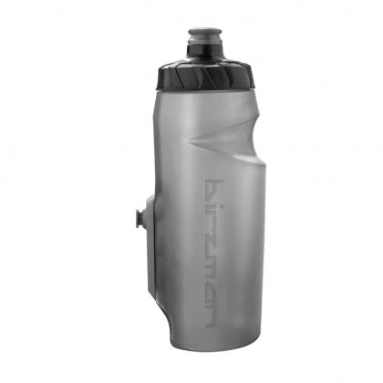 Birzman BottleCleat strapless 650ml drinks bottle in black, with its patented cleat-to-clip locking mechanism.

