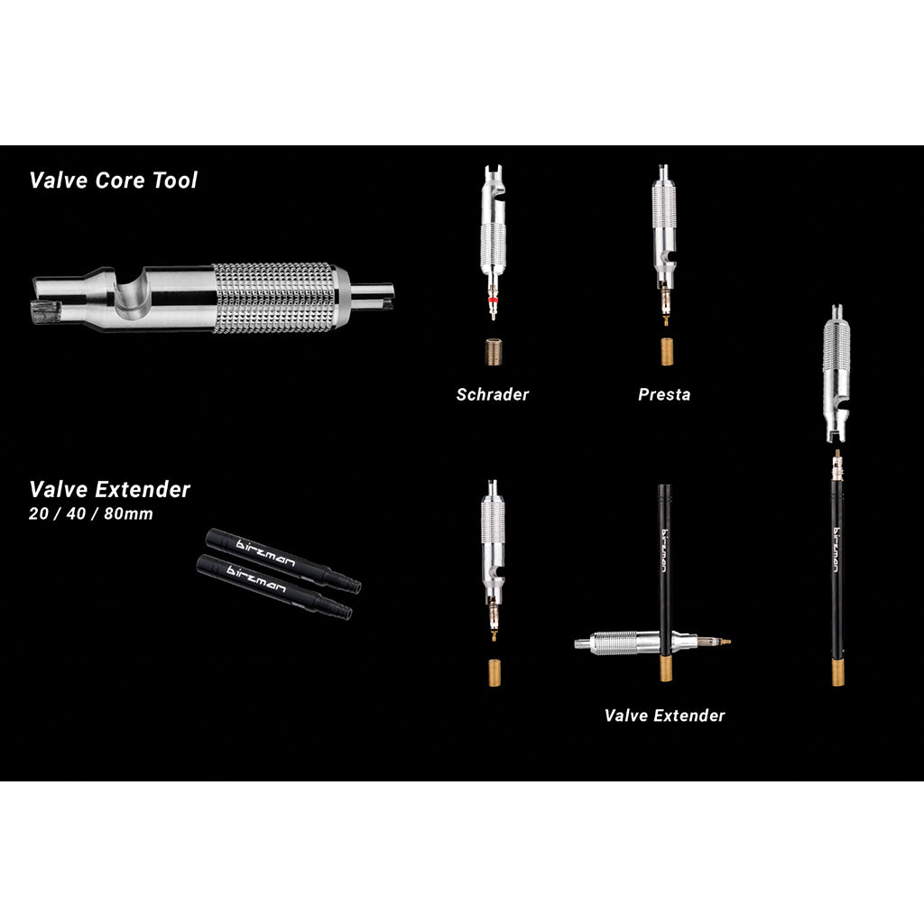 A close-up of the Birzman Valve Core Tool, a high-quality tool for Presta valve maintenance.

