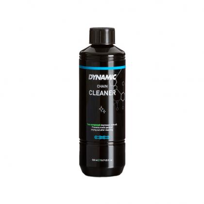 Close-up of Dynamic Chain Cleaner (500ml) container, showcasing its specialized formula for dissolving bike grease and grime.