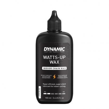 Close-up of Dynamic Watts-Up Wax - Indoor Wax (100ml), highlighting its formula optimized for reducing friction on indoor trainers.

