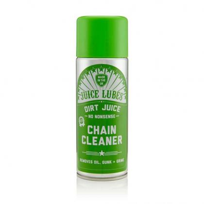 Juice Lubes Dirt Juice Boss Chain Degreaser 400ml aerosol can, a powerful spray for cleaning bike chains.

