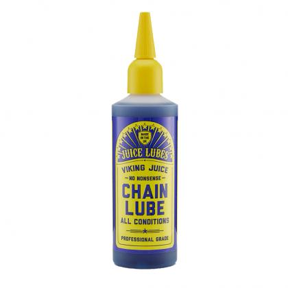Juice Lubes Viking Juice All Condition Chain Oil 130ml bottle, suitable for lubricating bicycle chains in all weather conditions.

