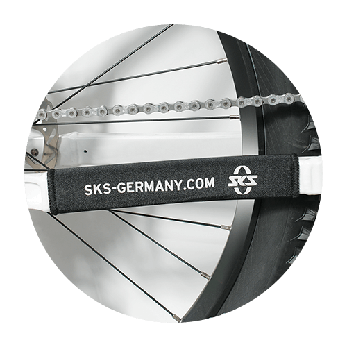 Neoprene bike chainstay guard with Velcro strap