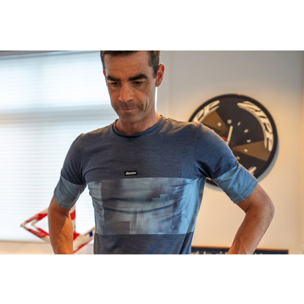 Shop Santini Forza Indoor Training Tech T-Shirt (Navy Blue) Online in India | United By Cycling