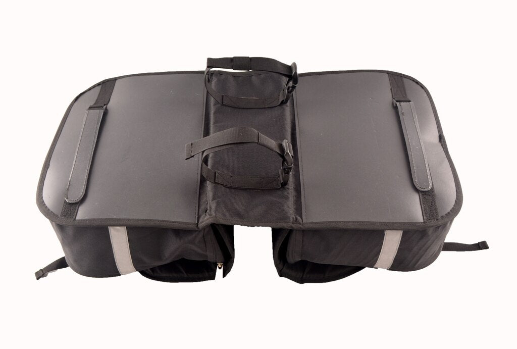 Trek N Ride City pannier bag mounted on a bicycle, ideal for commuting.