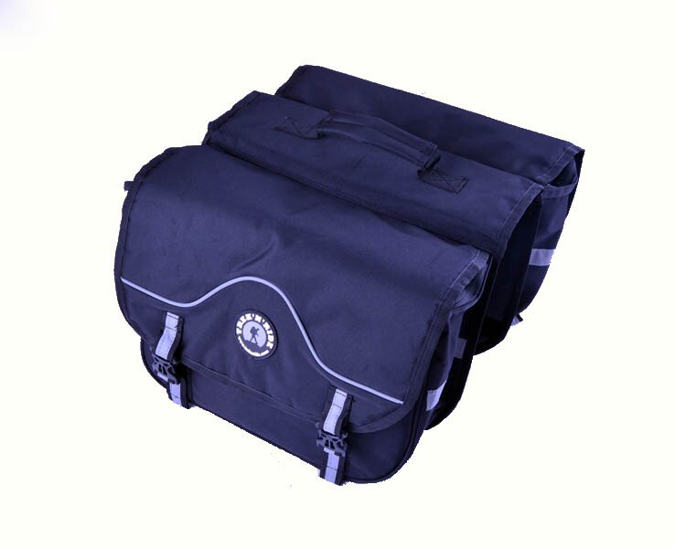 Compact 15L Trek N Ride City pannier bag with dual zippered compartments.