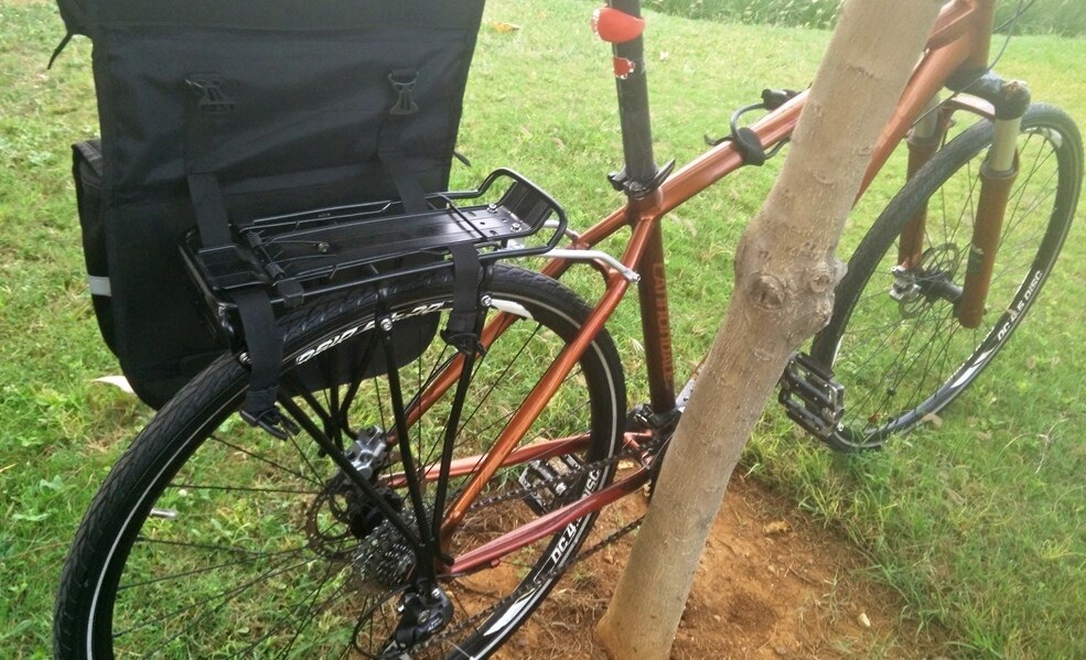 Interior view of the Trek N Ride bicycle pannier bag, showing ample storage space.