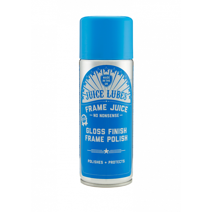 Juice Lubes Frame Juice 400ml aerosol can, a protective polish for cleaning and shining bicycle frames.

