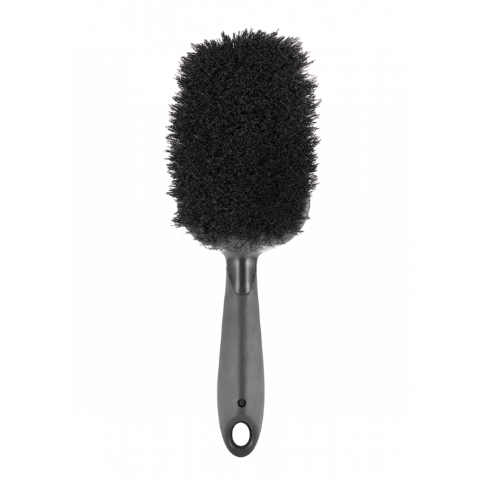 Close-up of the Juice Lubes Big Softy brush, showing its soft bristles designed for gentle yet effective bike washing.