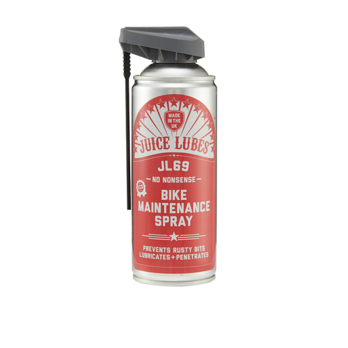 Juice Lubes JL69 Moisture & Protection Spray 400ml can, an all-in-one spray for rust prevention and lubrication on bikes.


