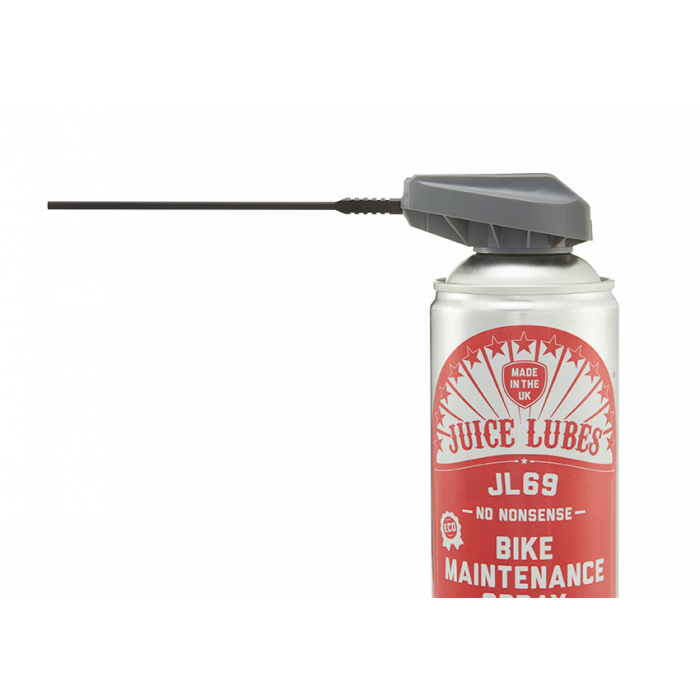 A 400ml aerosol can of Juice Lubes JL69, essential for lubricating and protecting metal bicycle parts from the elements.