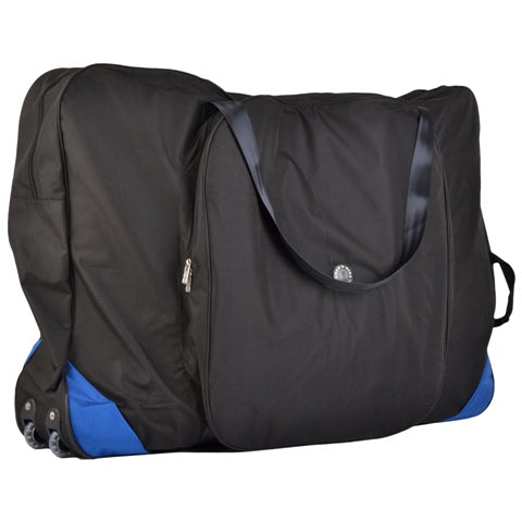 Close-up of the padded wheel compartment of the Trek N Ride bike transport bag.